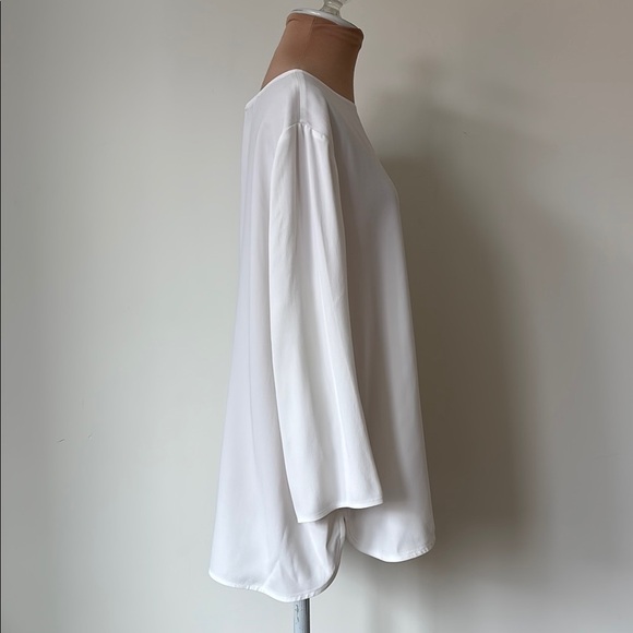 Emporio Armani Envers Satin White 3/4 Sleeves Tunic Blouse NWT Size IT 50 US 14 - Picture 5 of 13